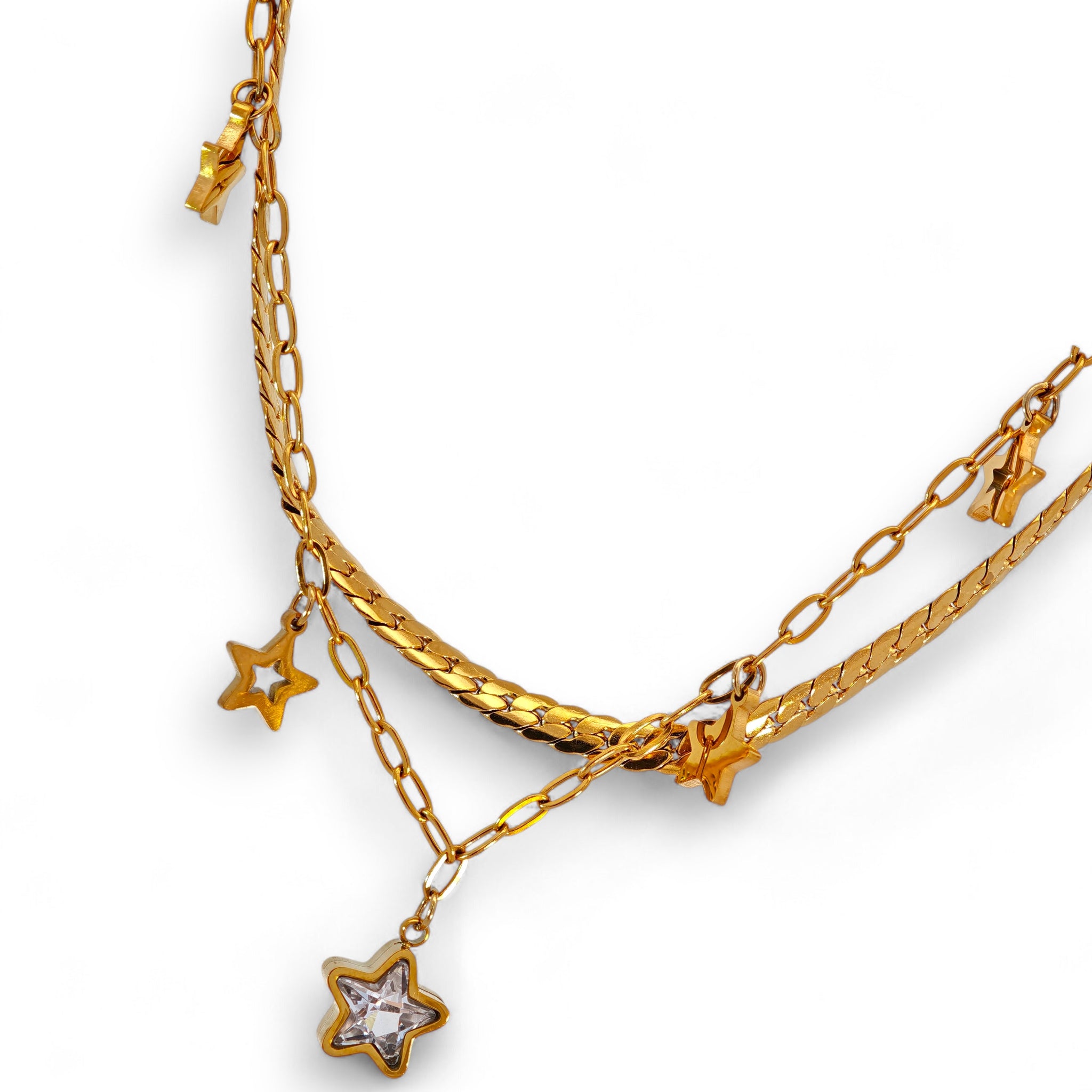 Bracciale doppio con stelle in Acciaio