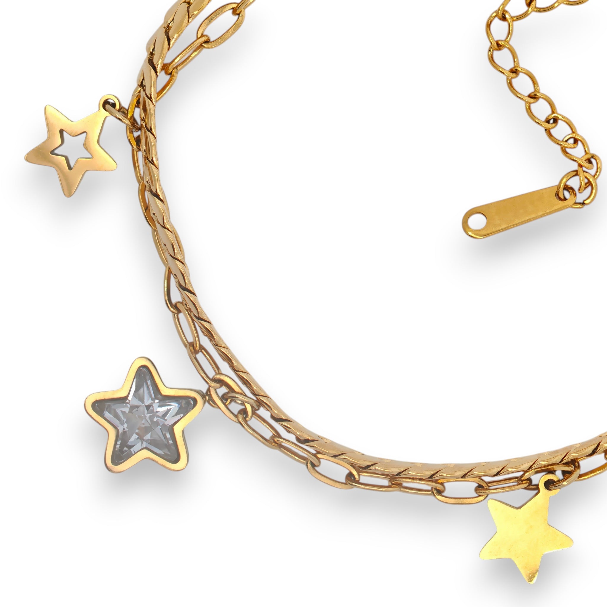 Bracciale doppio con stelle in Acciaio