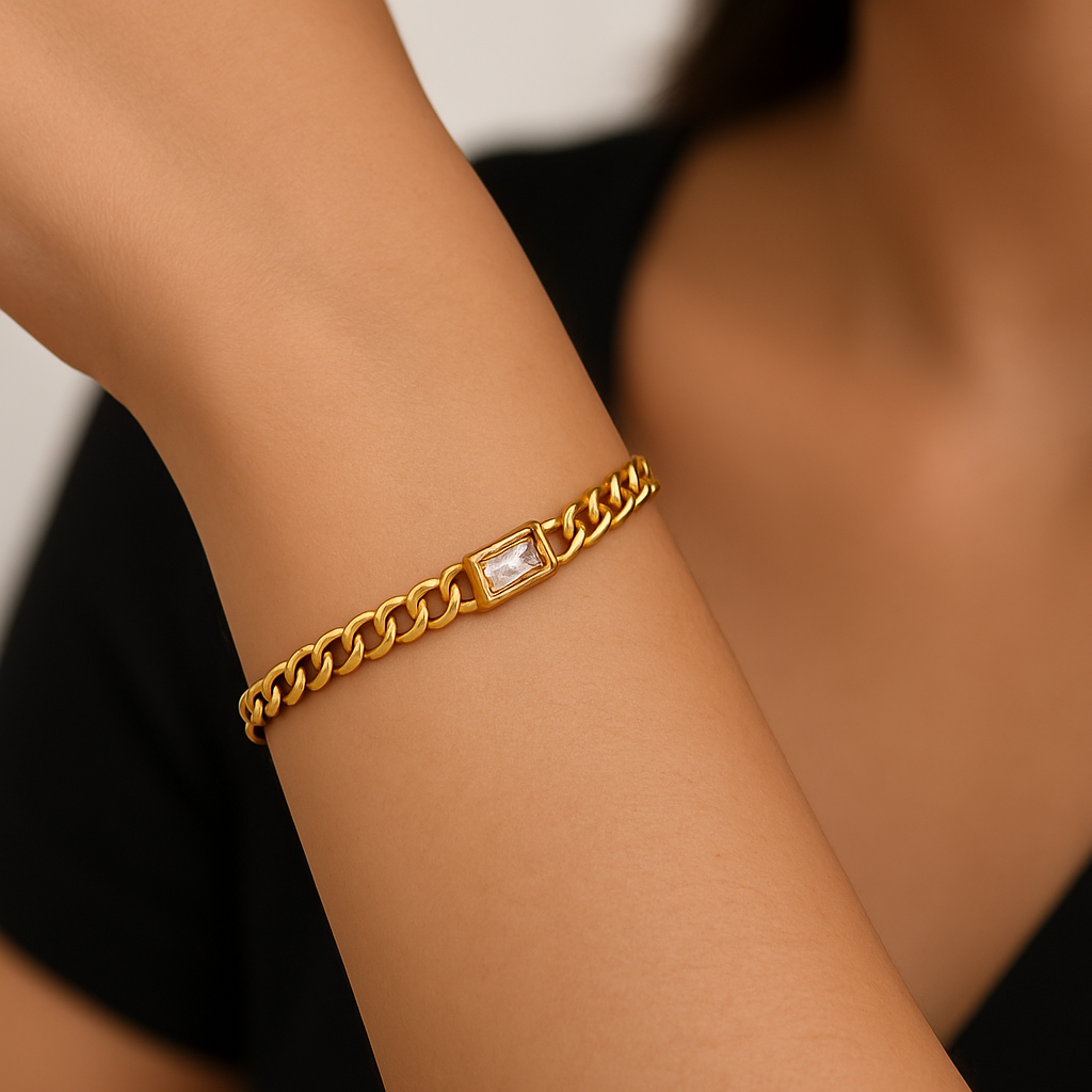 Bracciale fulmini e zirconi in Acciaio