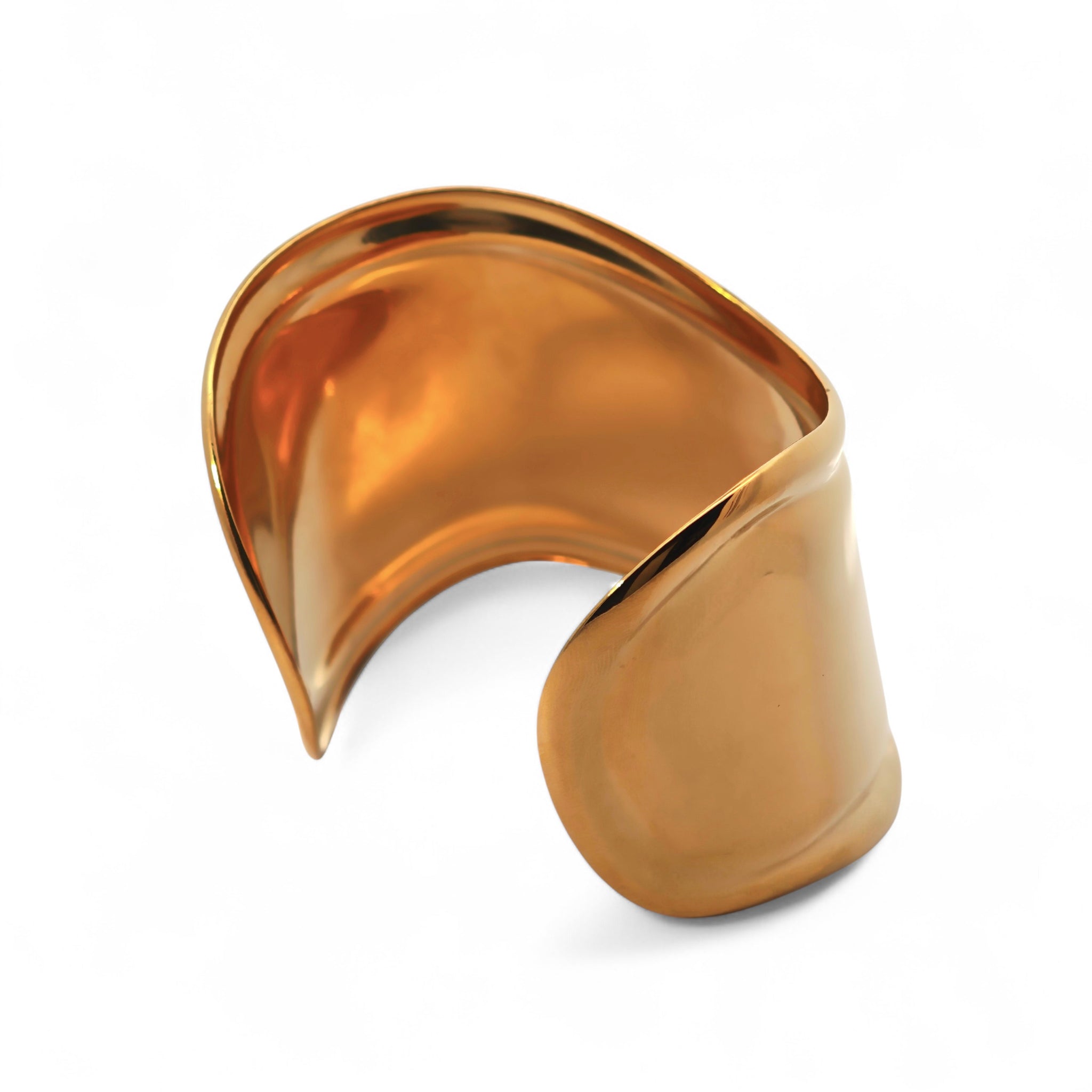 Bracciale Bangle a Fascia Maxi Curva in Acciaio Inossidabile