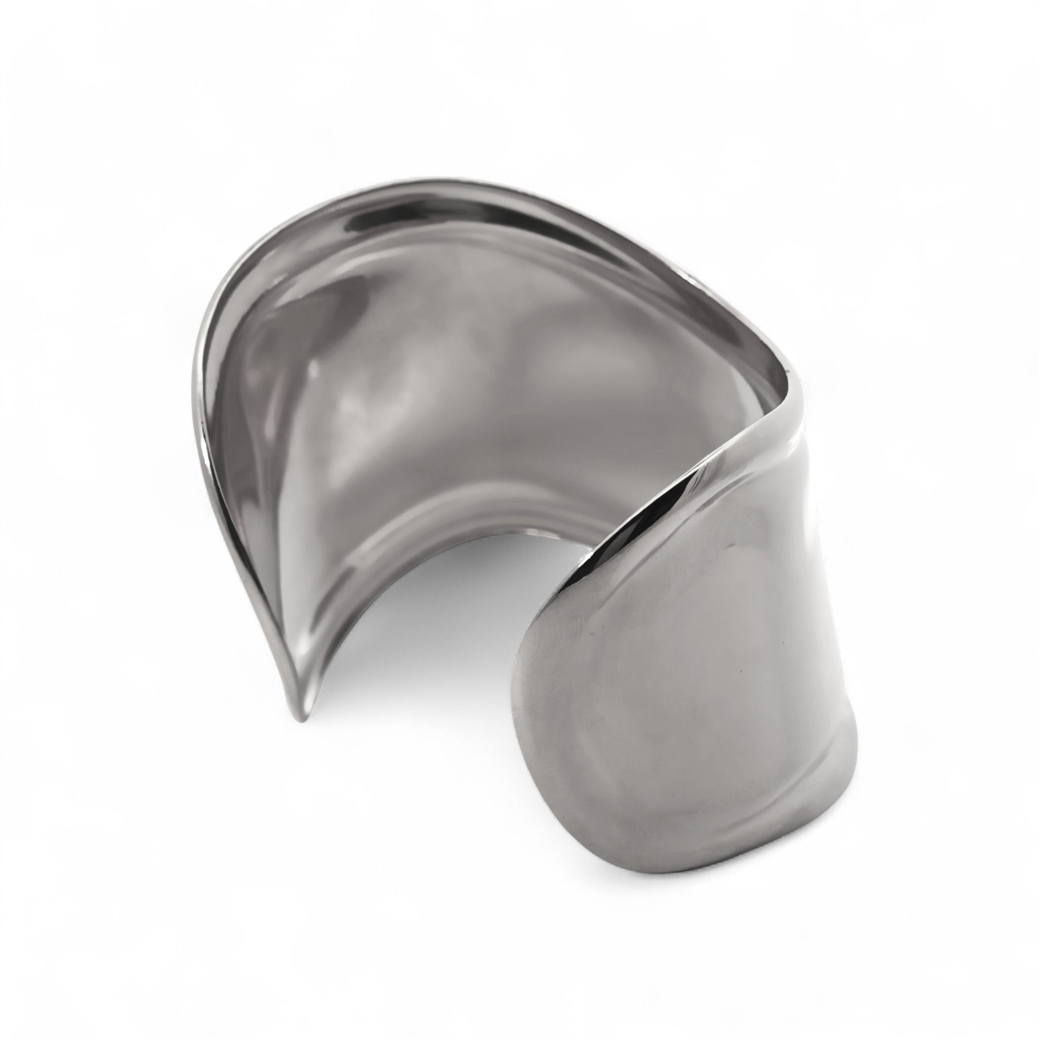 Bracciale Bangle a Fascia Maxi Curva in Acciaio Inossidabile