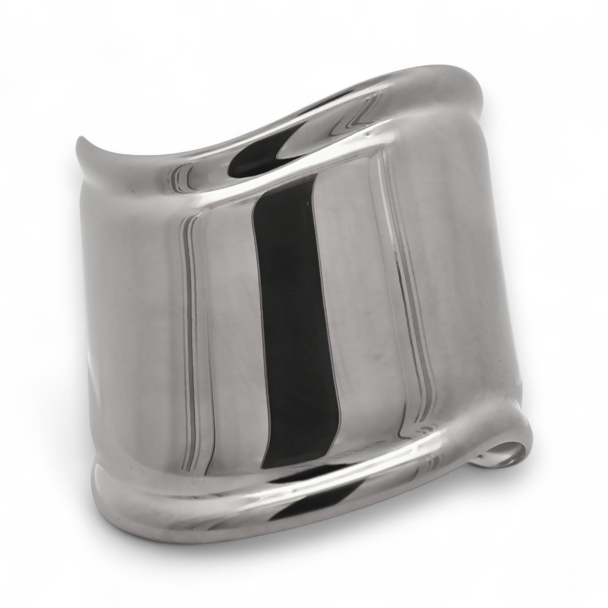 Bracciale Bangle a Fascia Maxi Curva in Acciaio Inossidabile