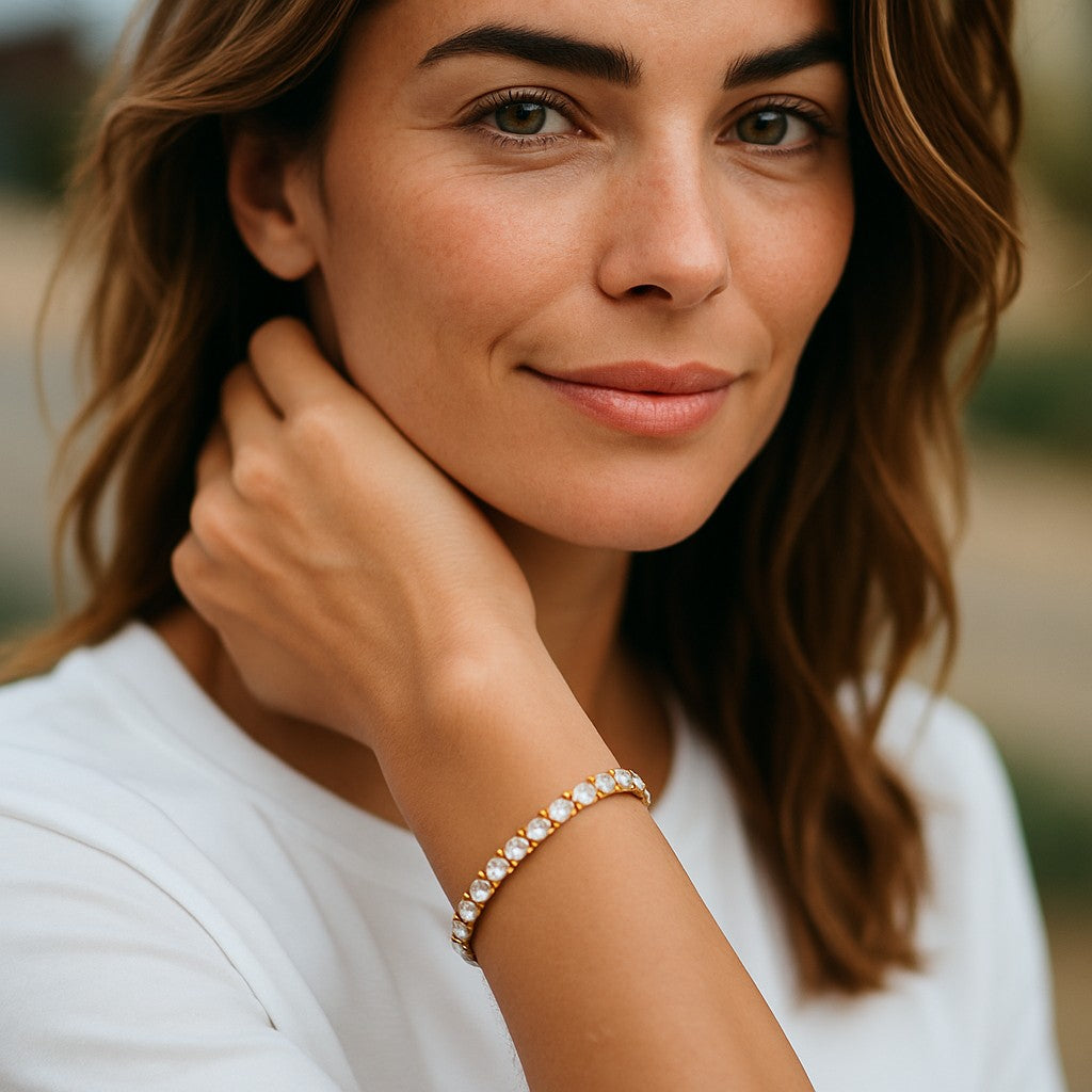 Bracciale Tennis Elite con Cristalli Bianchi In Acciaio Inossidabile