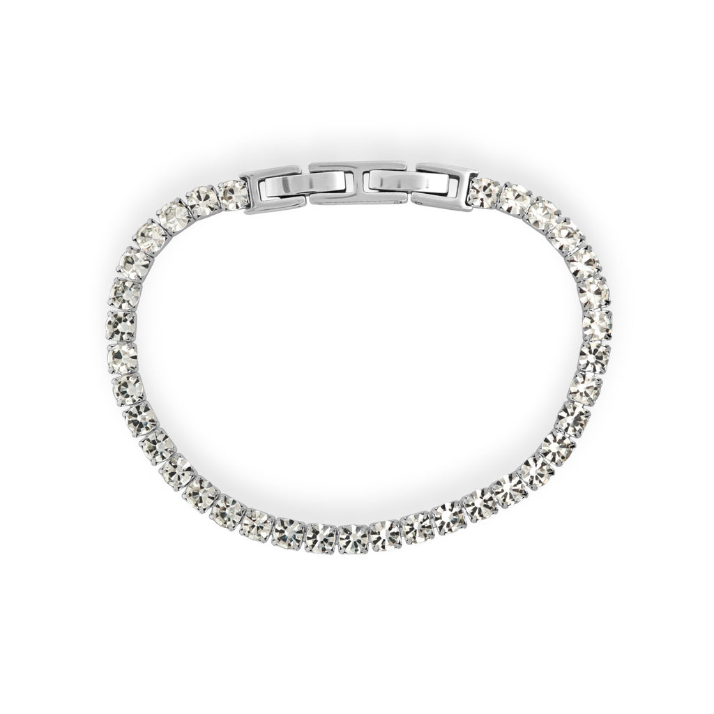 Bracciale Tennis Elite con Cristalli Bianchi In Acciaio Inossidabile