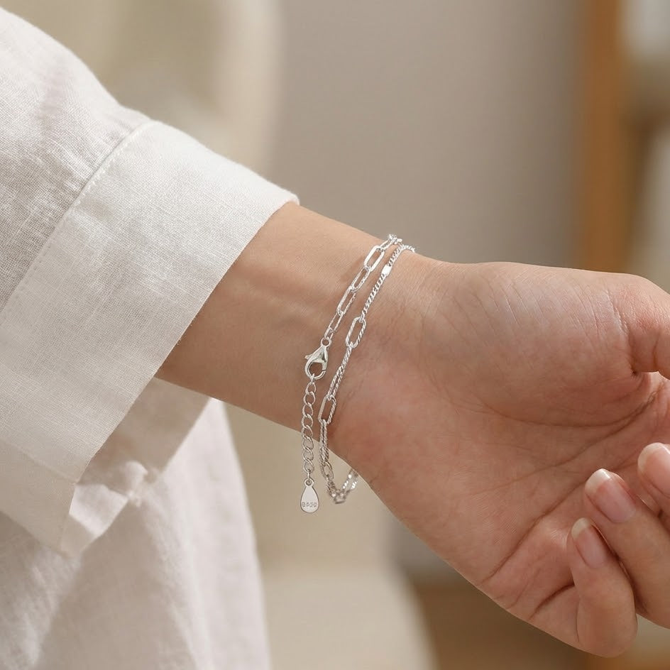 Bracciale Dual Harmony a Doppia Fascia In Argento 925