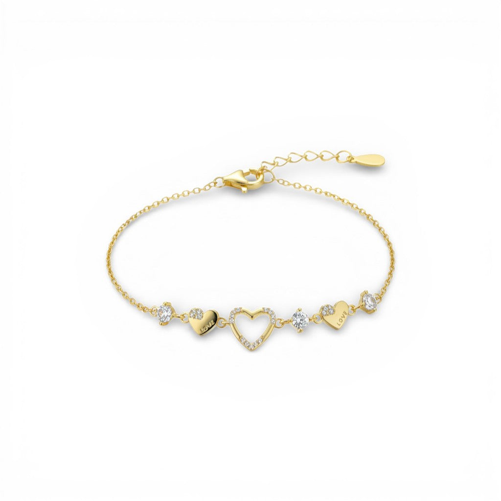 Bracciale Battiti Preziosi con Charms a Cuore In Argento 925