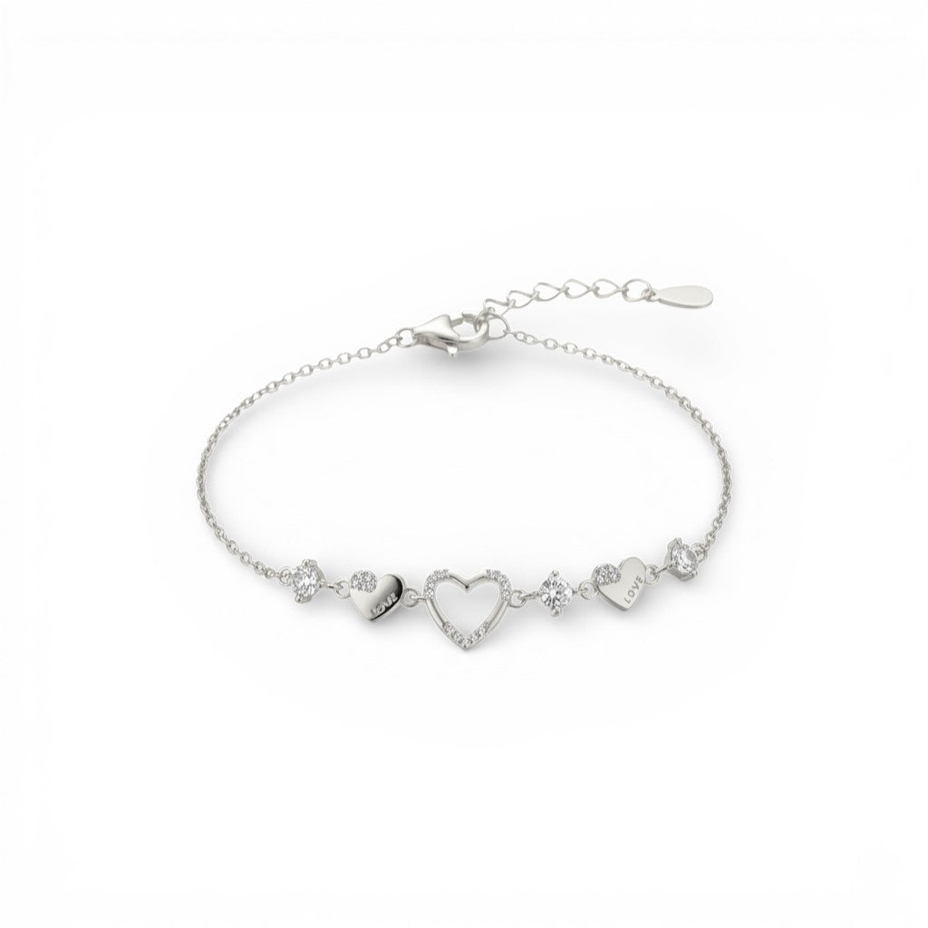 Bracciale Battiti Preziosi con Charms a Cuore In Argento 925