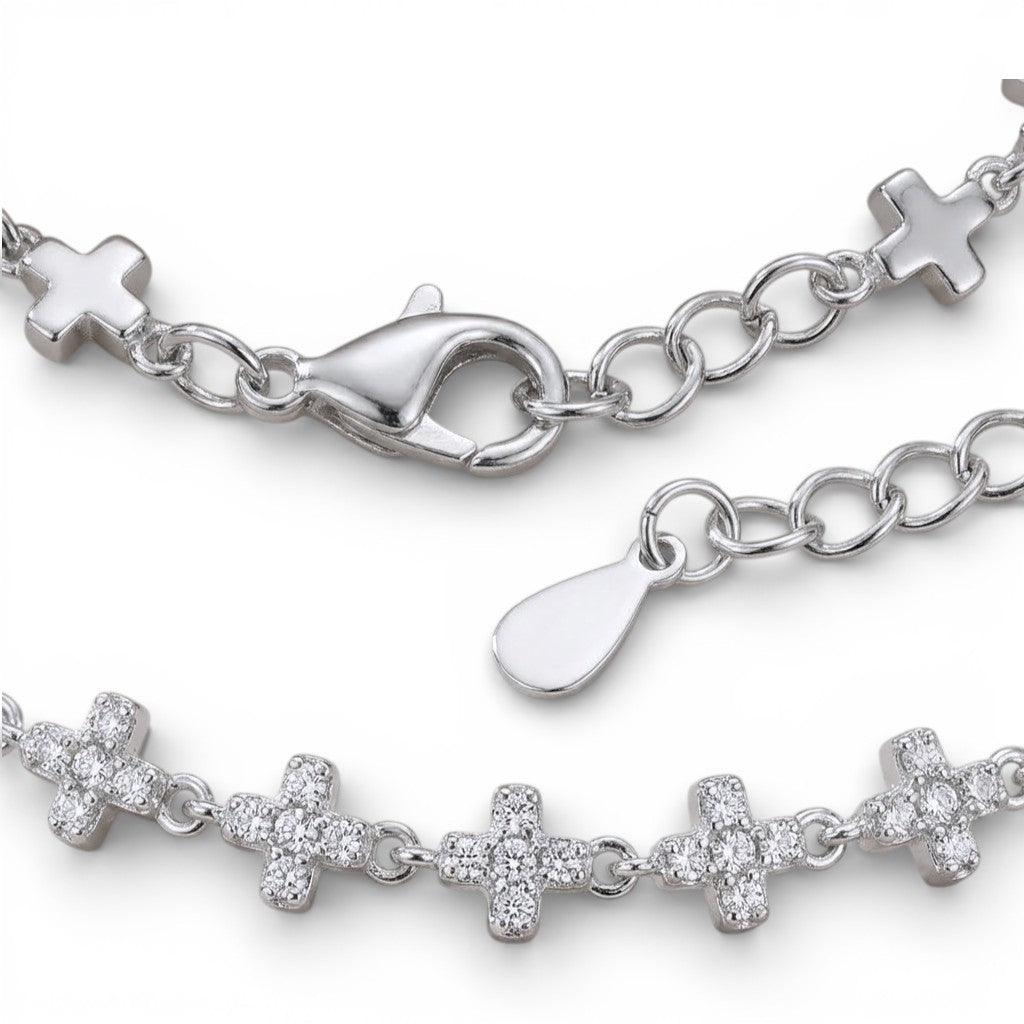 Bracciale con Croci Zirconate In Argento 925