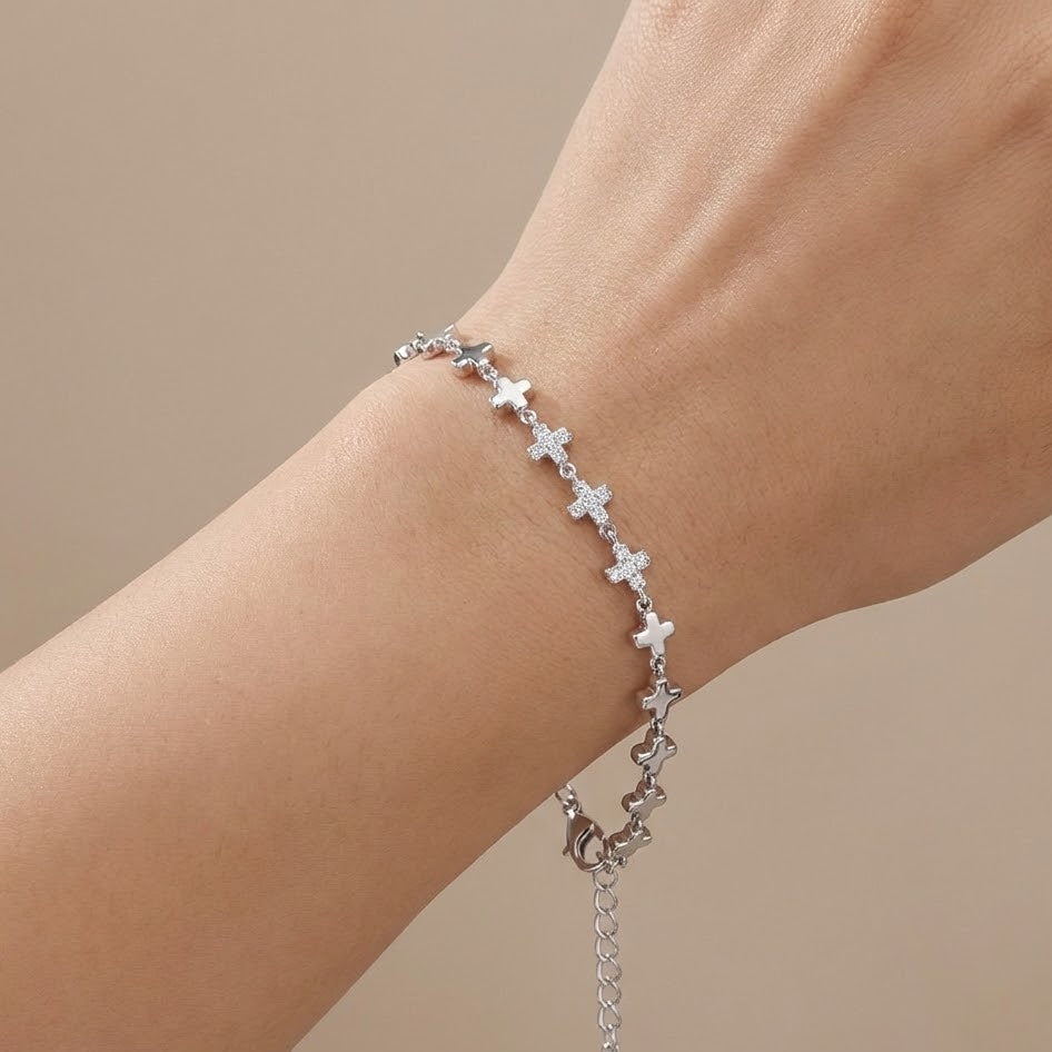 Bracciale con Croci Zirconate In Argento 925
