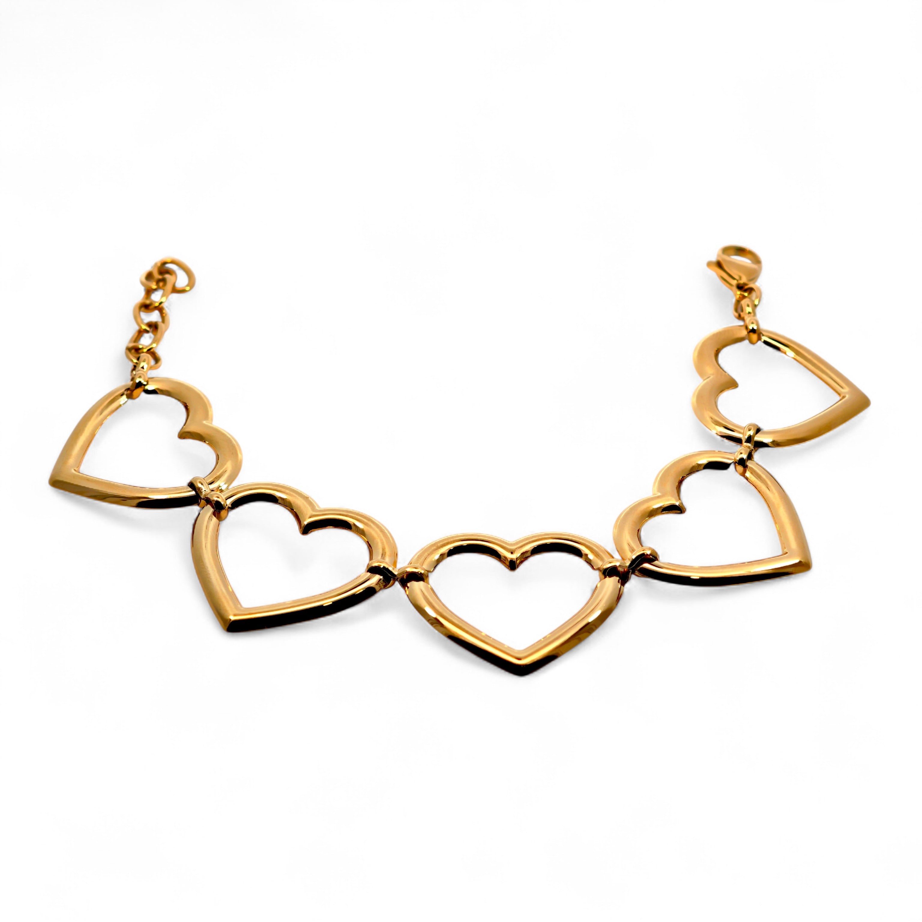 Bracciale Catena con Cuori Aperti In Acciaio Inossidabile