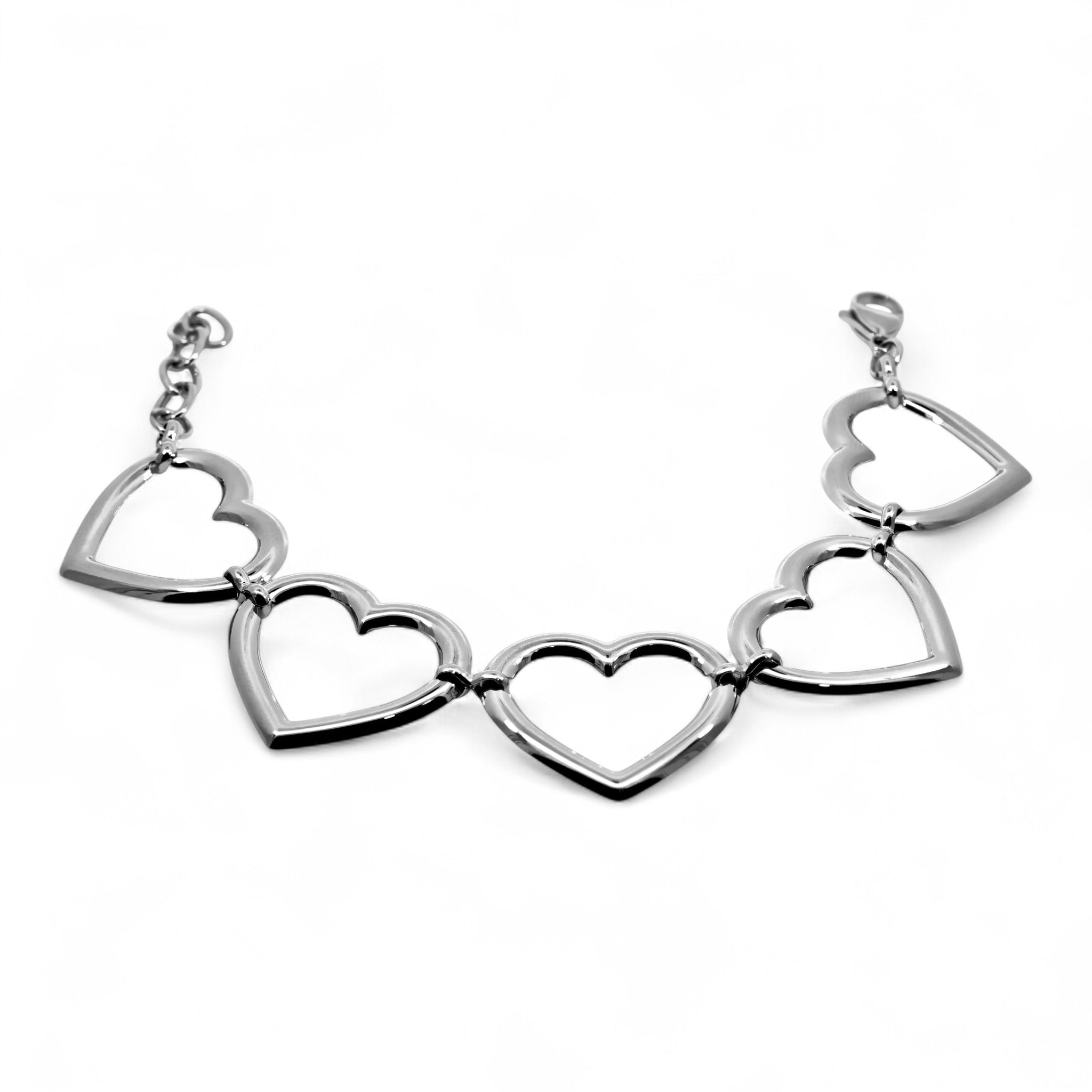 Bracciale Catena con Cuori Aperti in Acciaio Inossidabile