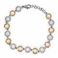 Bracciale Catena Cerchi Bicolore e Zirconi In Acciaio Inossidabile