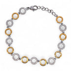 Bracciale Catena Cerchi Bicolore e Zirconi In Acciaio Inossidabile