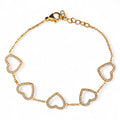 Bracciale con Cuori Contornati da Zirconi Luminosi In Acciaio Inossidabile