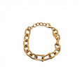 Bracciale Catena con Maglia Centrale e Zirconi In Acciaio Inossidabile
