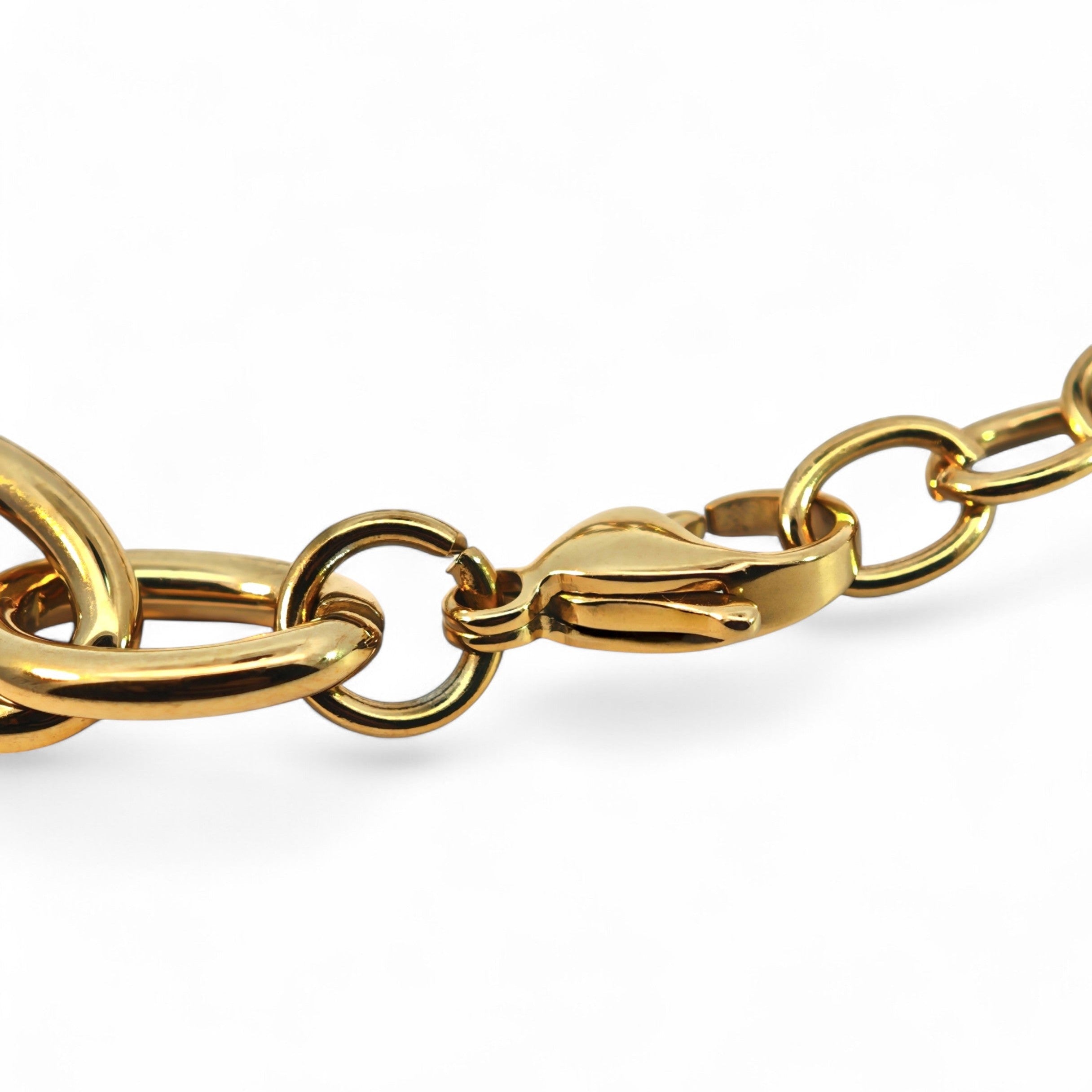 Bracciale Catena con Maglia Centrale e Zirconi In Acciaio Inossidabile