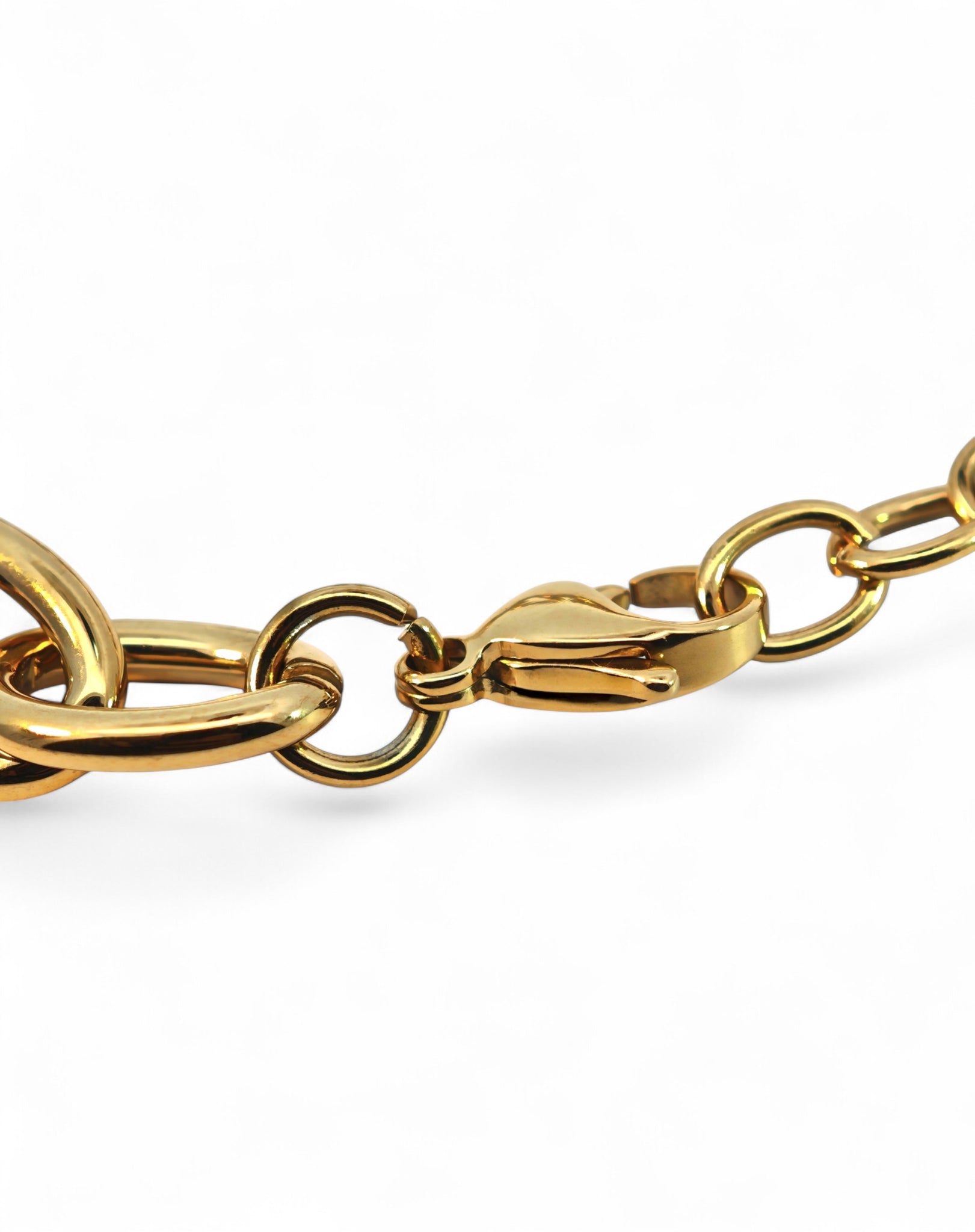 Bracciale Catena con Maglia Centrale e Zirconi in Acciaio Inossidabile