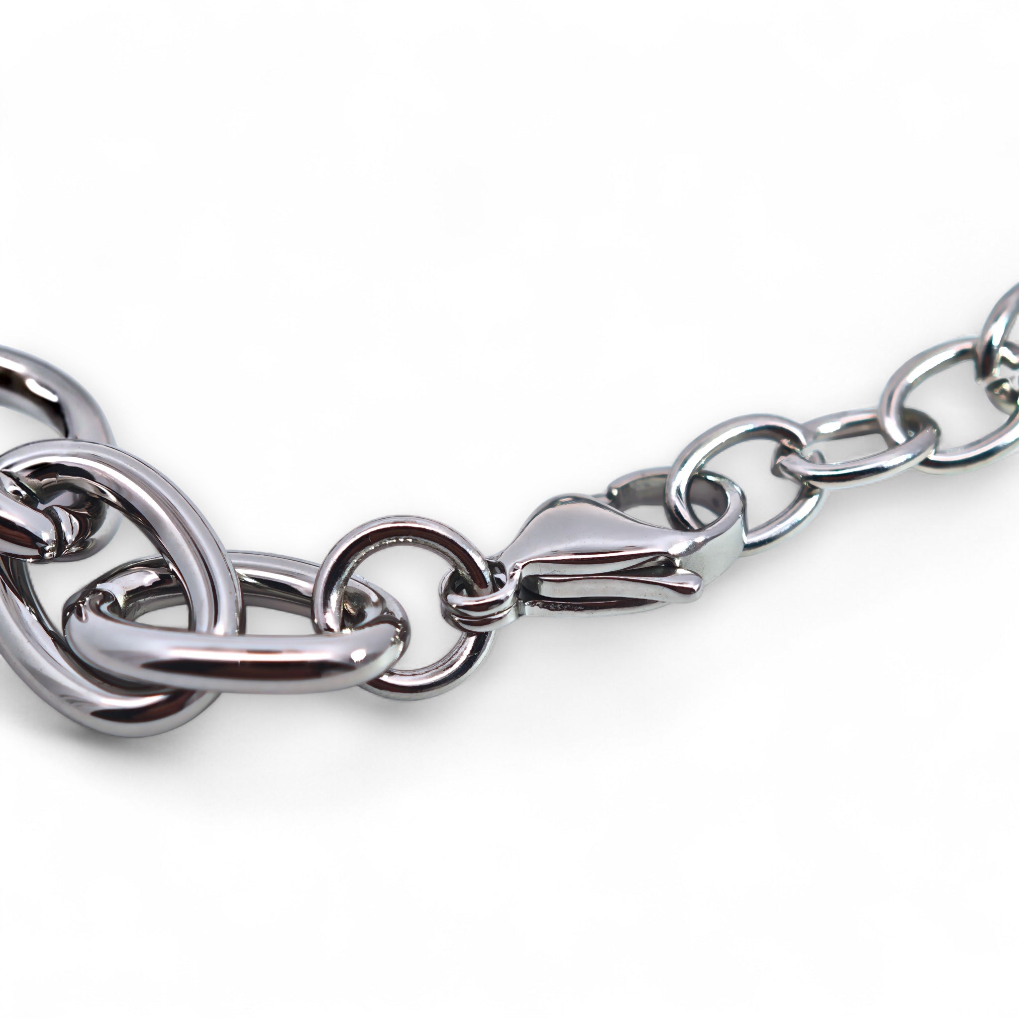 Bracciale Catena con Maglia Centrale e Zirconi in Acciaio Inossidabile