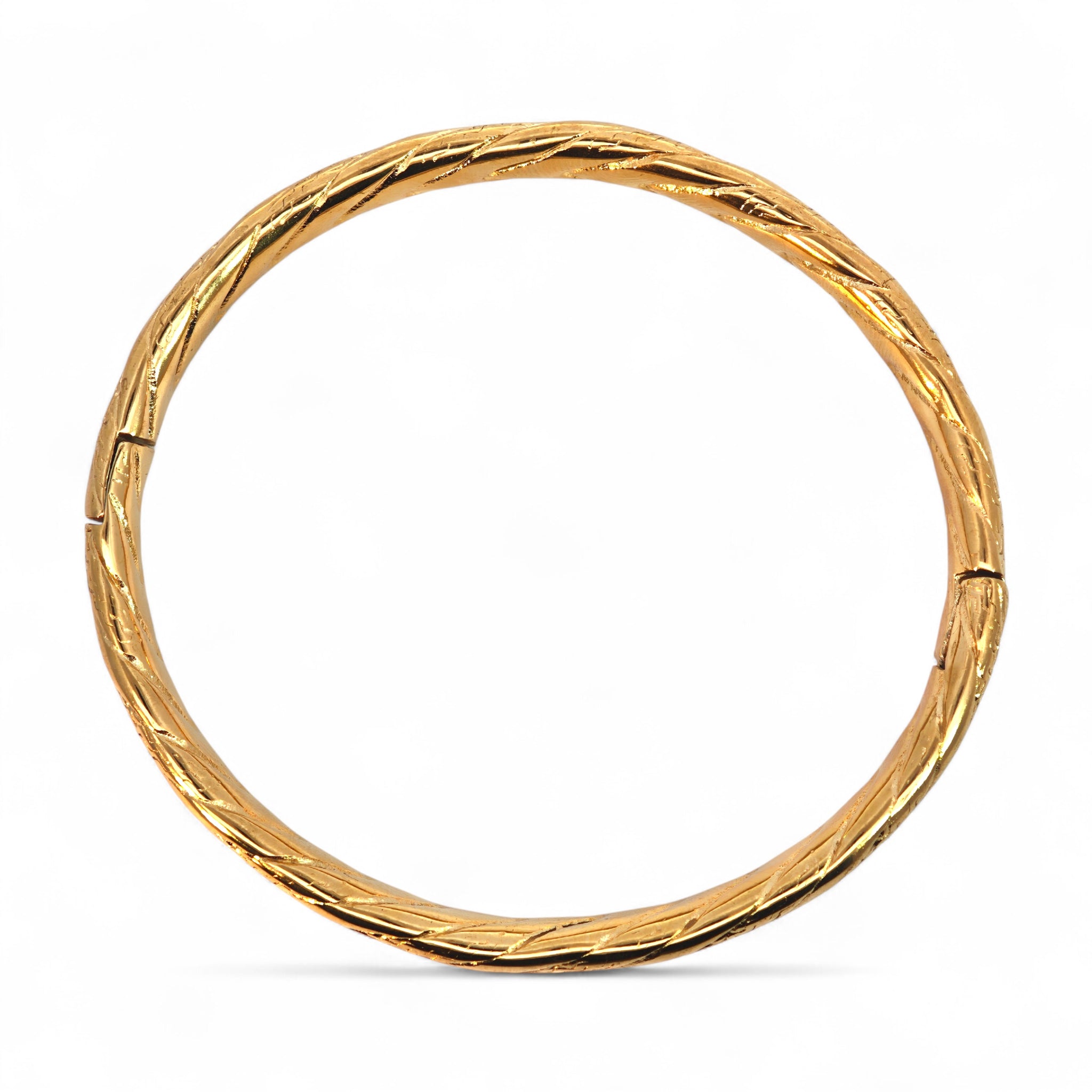 Bracciale Rigido Sottile con Lavorazione a Spiga di Grano in Acciaio Inossidabile