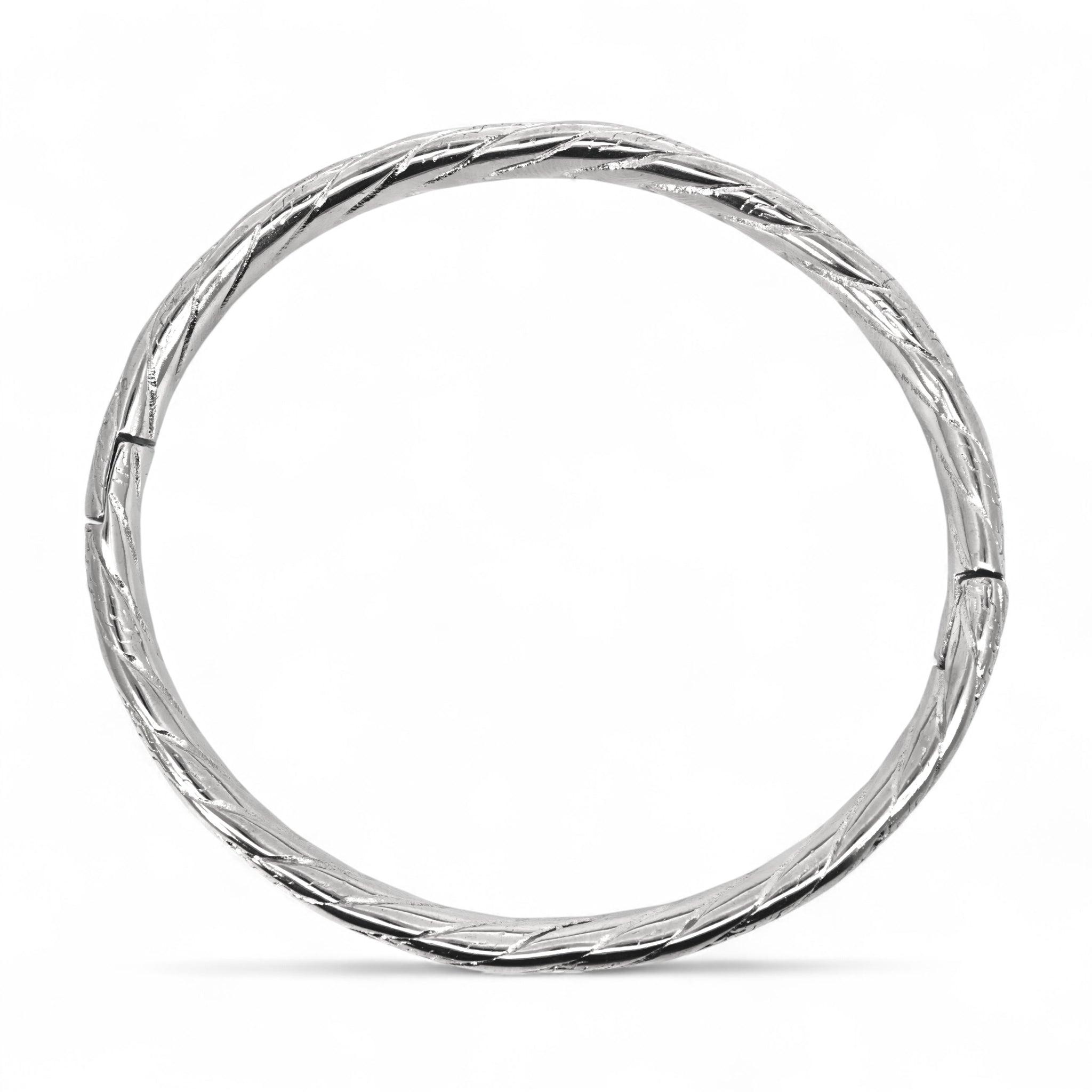 Bracciale Rigido Sottile con Lavorazione a Spiga di Grano in Acciaio Inossidabile