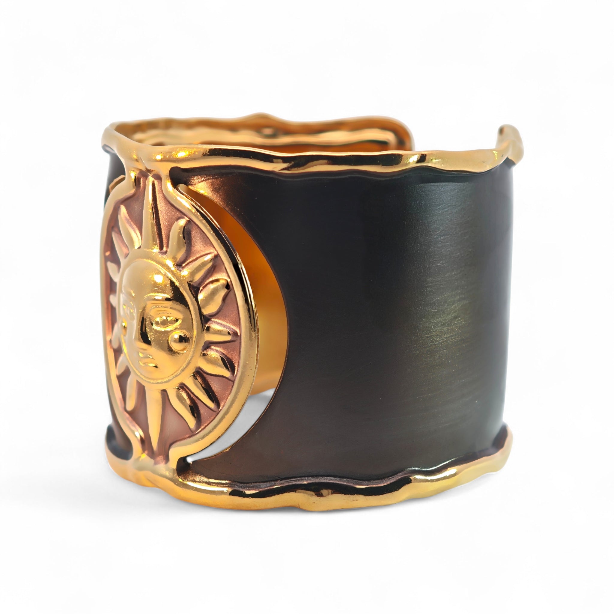 Bracciale a Fascia Largo con Simbolo del Sole in Acciaio Inossidabile