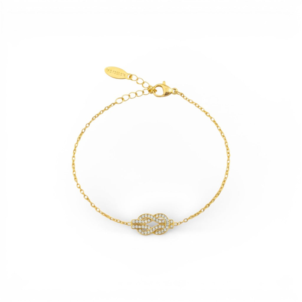 Bracciale Nodo a Tramezzo con Pavé In Acciaio Inossidabile