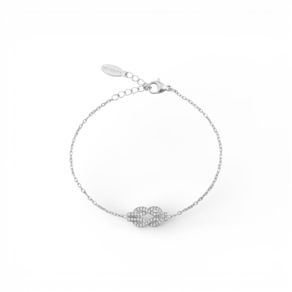 Bracciale Nodo a Tramezzo con Pavé In Acciaio Inossidabile
