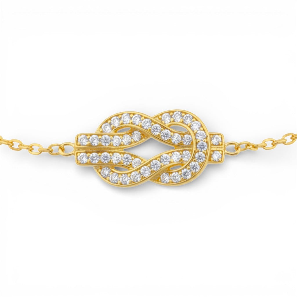 Bracciale Nodo a Tramezzo con Pavé In Acciaio Inossidabile