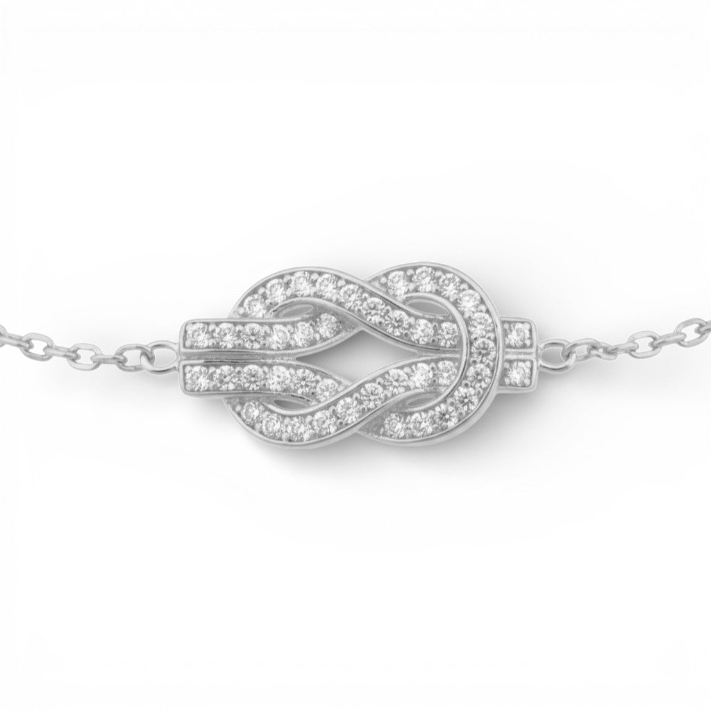 Bracciale Nodo a Tramezzo con Pavé In Acciaio Inossidabile