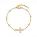 Bracciale Catena con Croce in Pavé In Acciaio Inossidabile