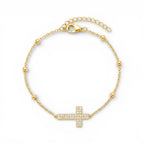 Bracciale Catena con Croce in Pavé In Acciaio Inossidabile