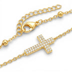Bracciale Catena con Croce in Pavé In Acciaio Inossidabile