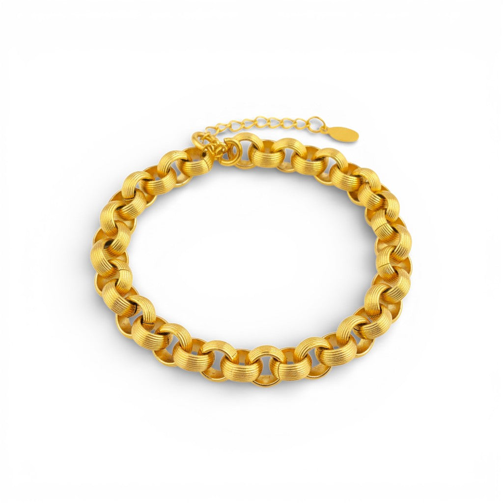 Bracciale Catena Maglie Rigate In Acciaio Inossidabile