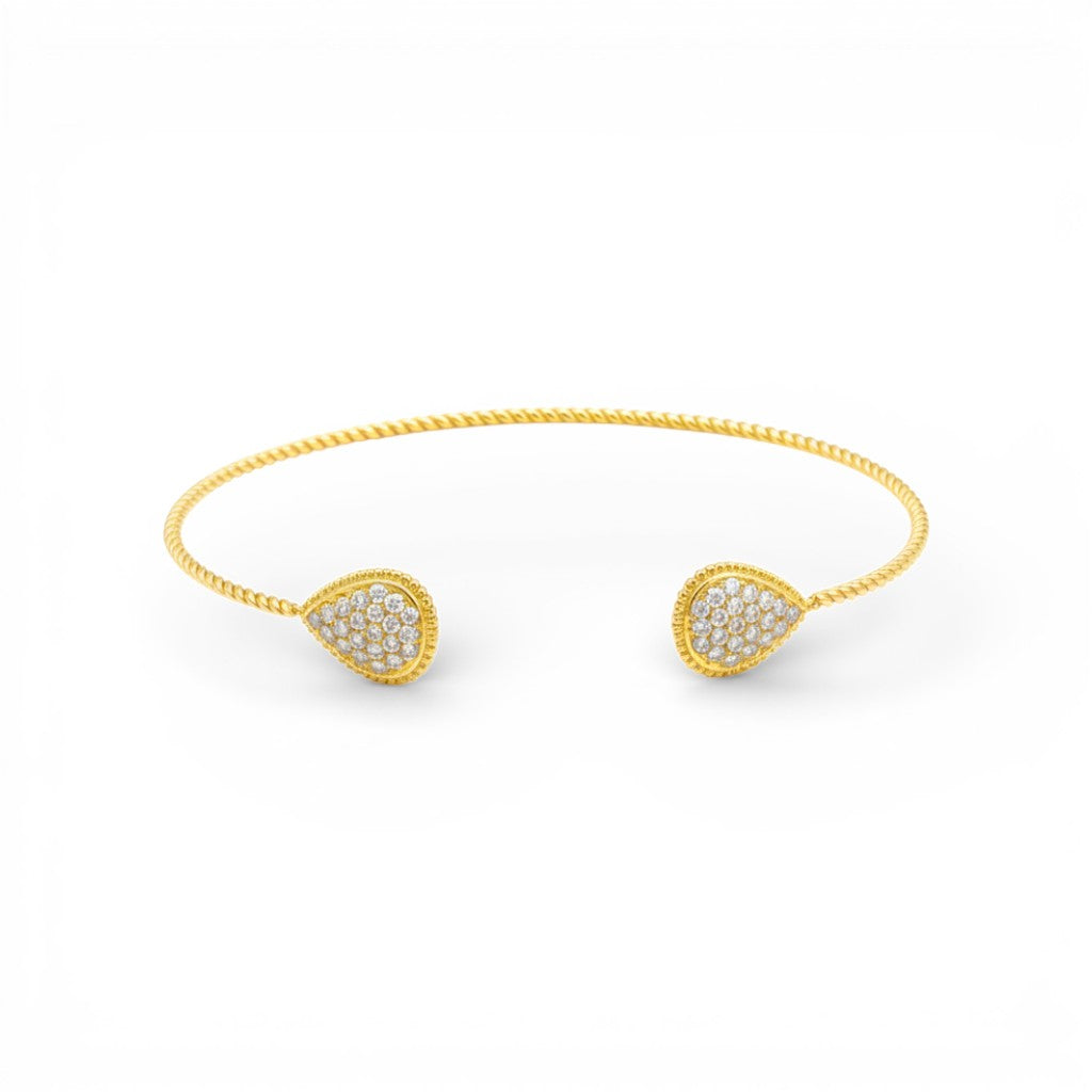 Bracciale Rigido Intrecciato con Gocce di Luce In Acciaio Inossidabile