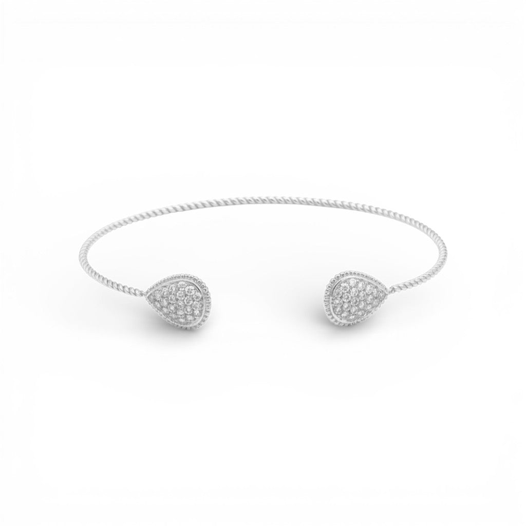 Bracciale Rigido Intrecciato con Gocce di Luce In Acciaio Inossidabile