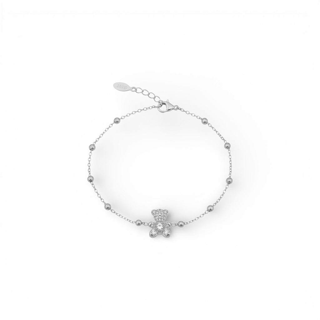 Bracciale Orsetto Zirconato In Acciaio Inossidabile
