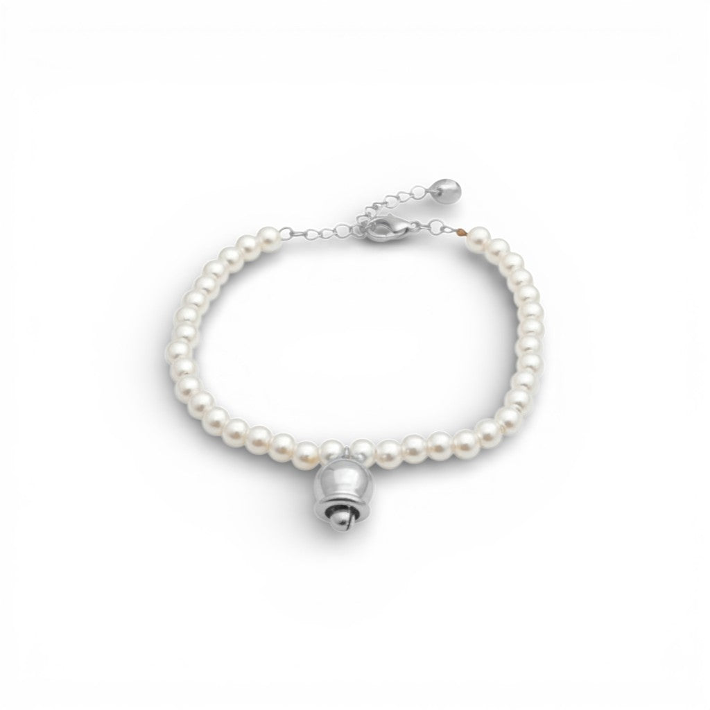 Bracciale di Perle con Campanellino In Acciaio Inossidabile