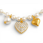 Bracciale Perle e Cuori In Acciaio Inossidabile