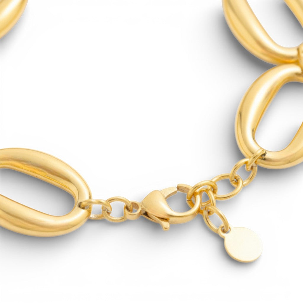 Bracciale Catena Ovali Bombati In Acciaio Inossidabile
