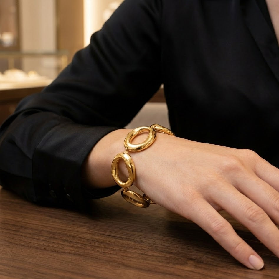 Bracciale a Maglie Ovali In Acciaio Inossidabile