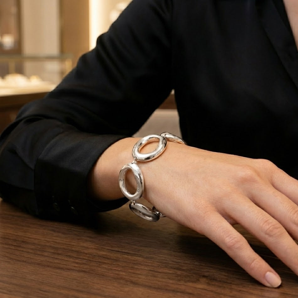 Bracciale a Maglie Ovali In Acciaio Inossidabile
