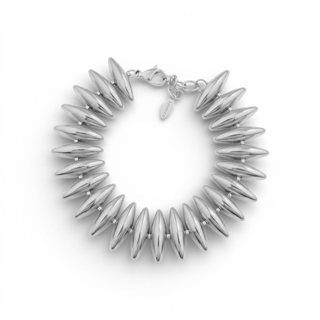 Bracciale Semirigido Spole Ovali Lisce Acciaio Inossidabile