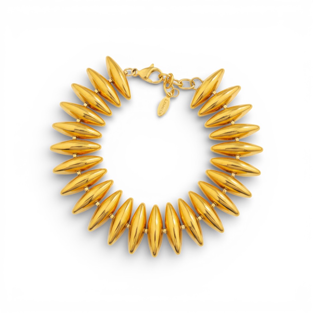 Bracciale Semirigido Spole Ovali Lisce Acciaio Inossidabile