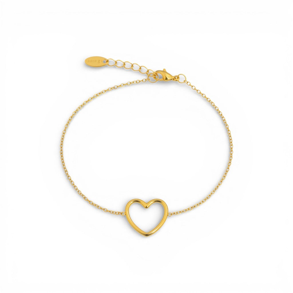 Bracciale con Cuore a Tramezzo Traforato In Acciaio Inossidabile