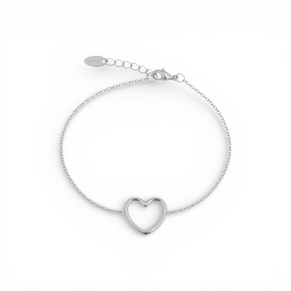 Bracciale con Cuore a Tramezzo Traforato In Acciaio Inossidabile