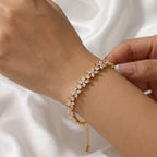Bracciale Tennis con Fiori di Zirconi In Acciaio Inossidabile