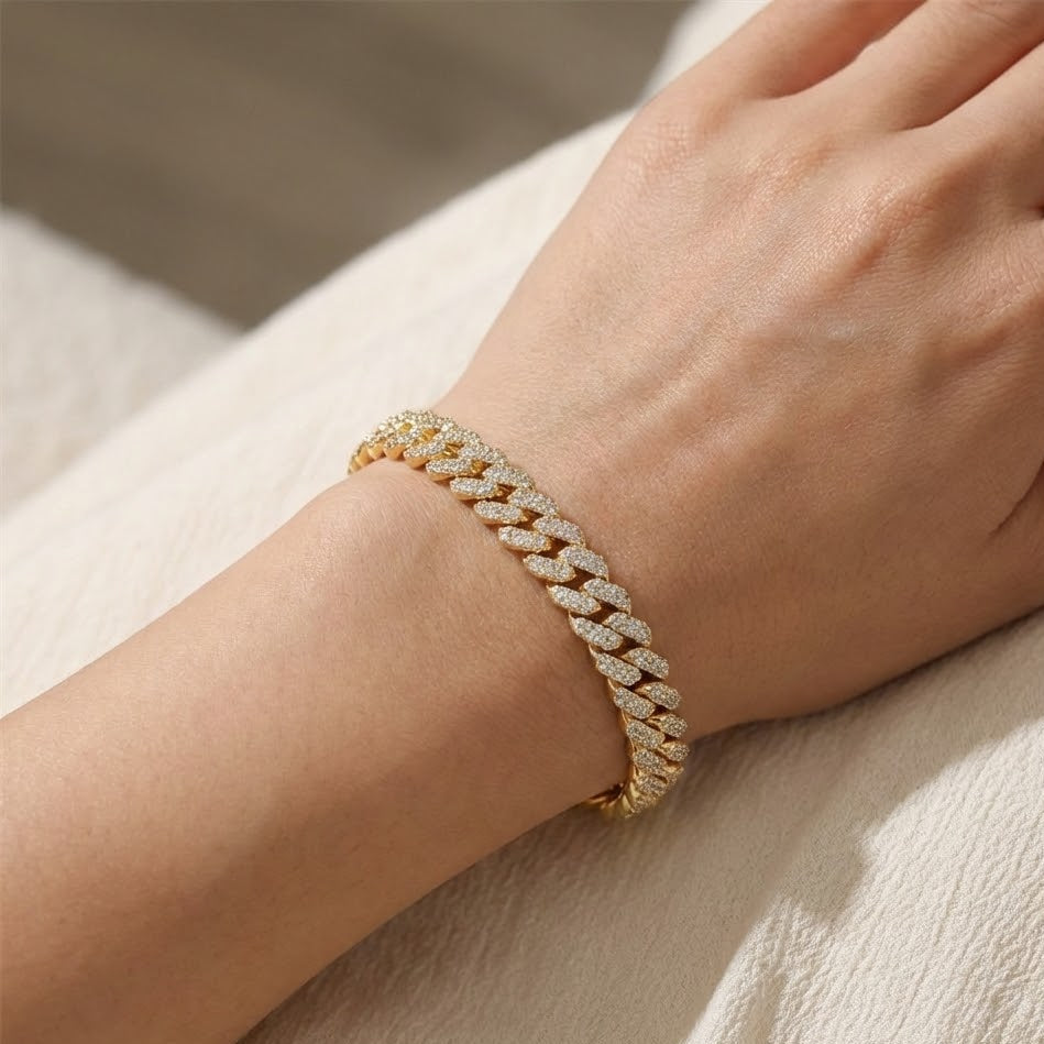 Bracciale Grumetta Pavé In Acciaio Inossidabile