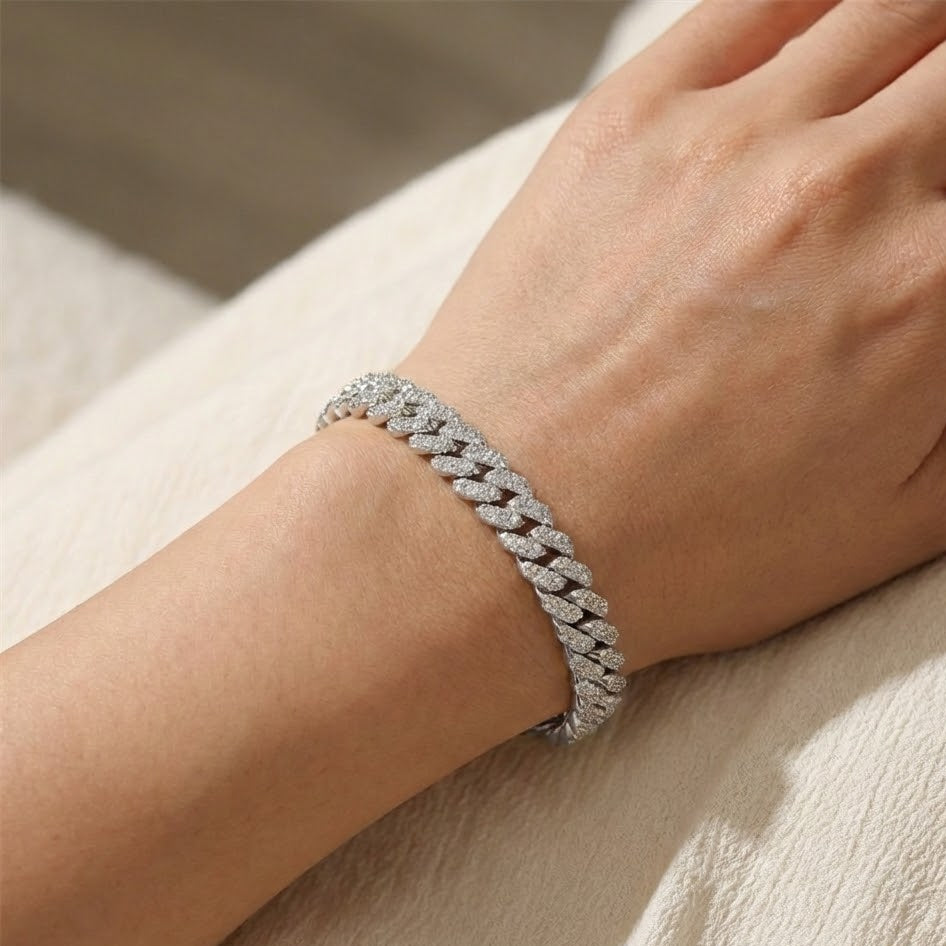 Bracciale Grumetta Pavé In Acciaio Inossidabile