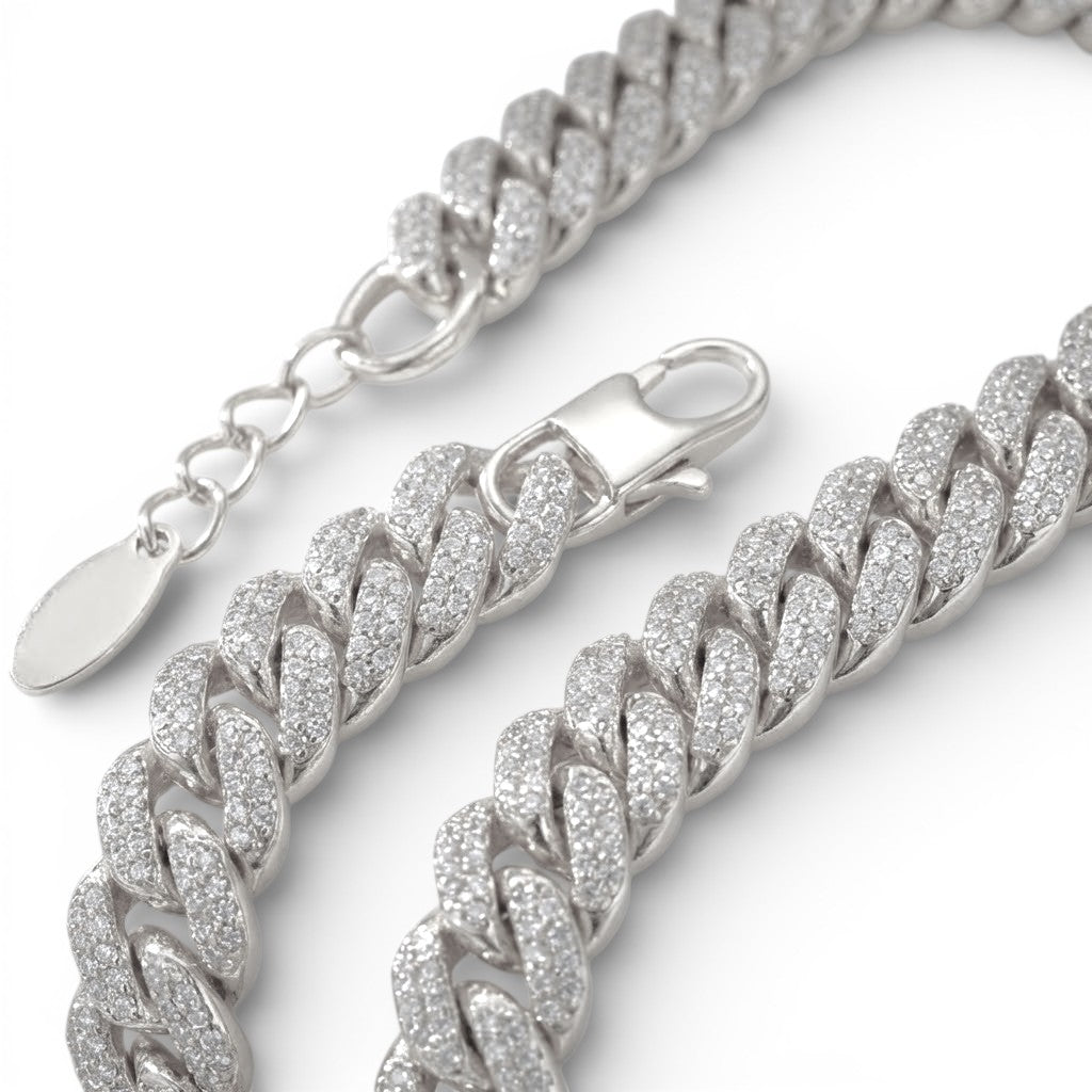 Bracciale Grumetta Pavé In Acciaio Inossidabile