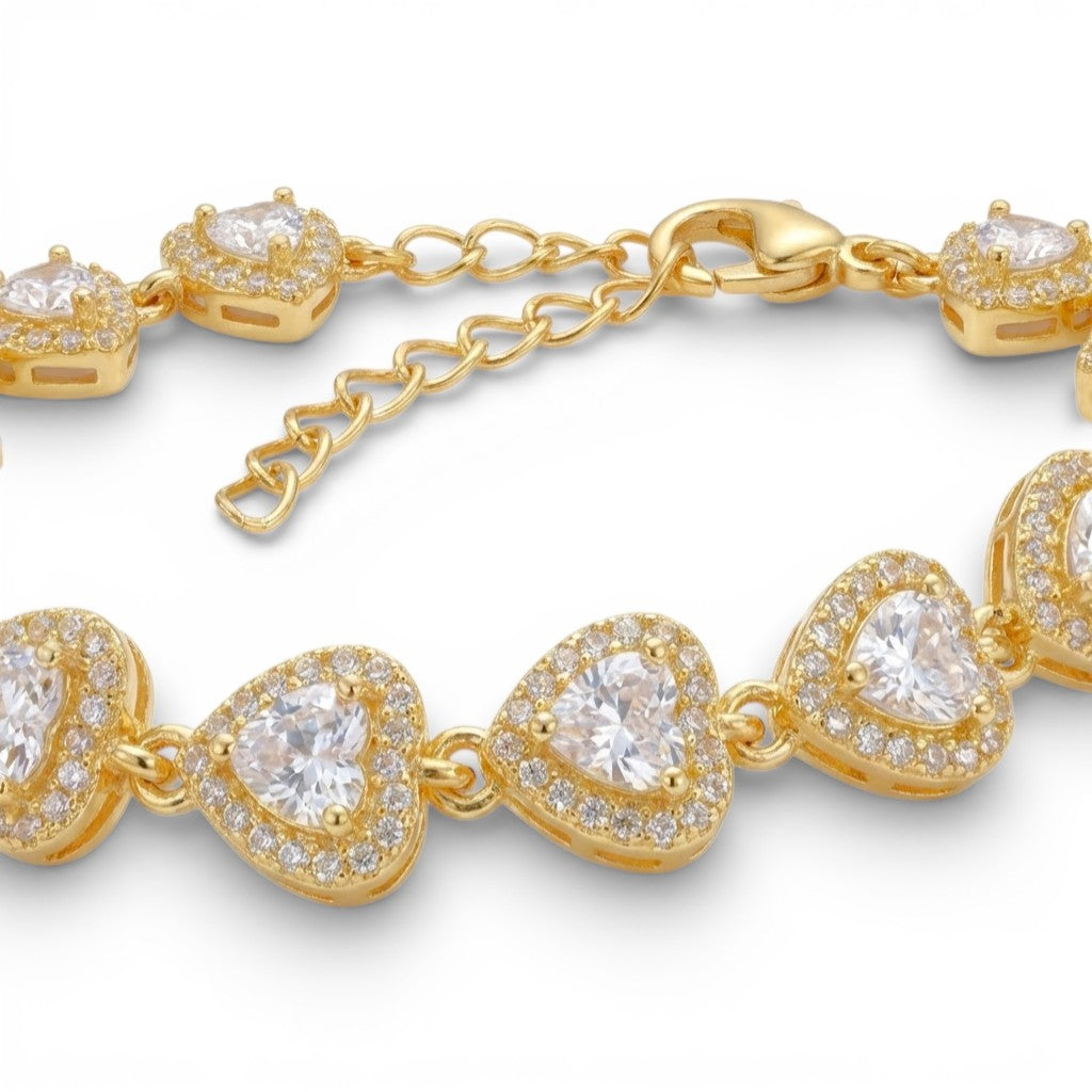 Bracciale Tennis Cuori Pavé In Acciaio Inossidabile